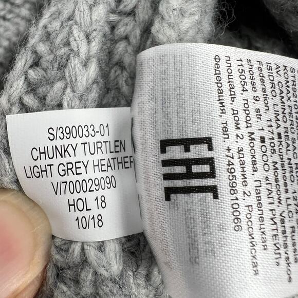 Banana Republic Chunky Turtleneck Zip Merino Wool Alpaca Women Small Gray Mock - Picture 8 of 10